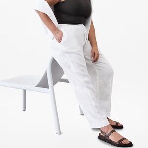 NWT ATHLETA RETREAT HIGH RISE LINEN ANKLE PANT XL